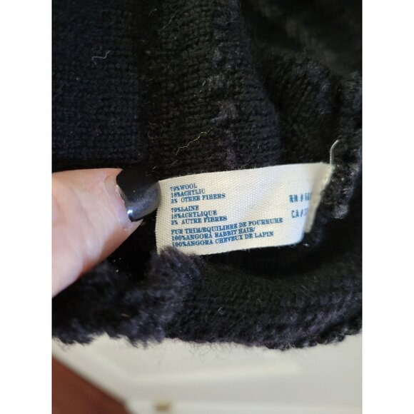 Leifsdottir Anthropologie Black dress size Large fur trim bodycon - Picture 7 of 9